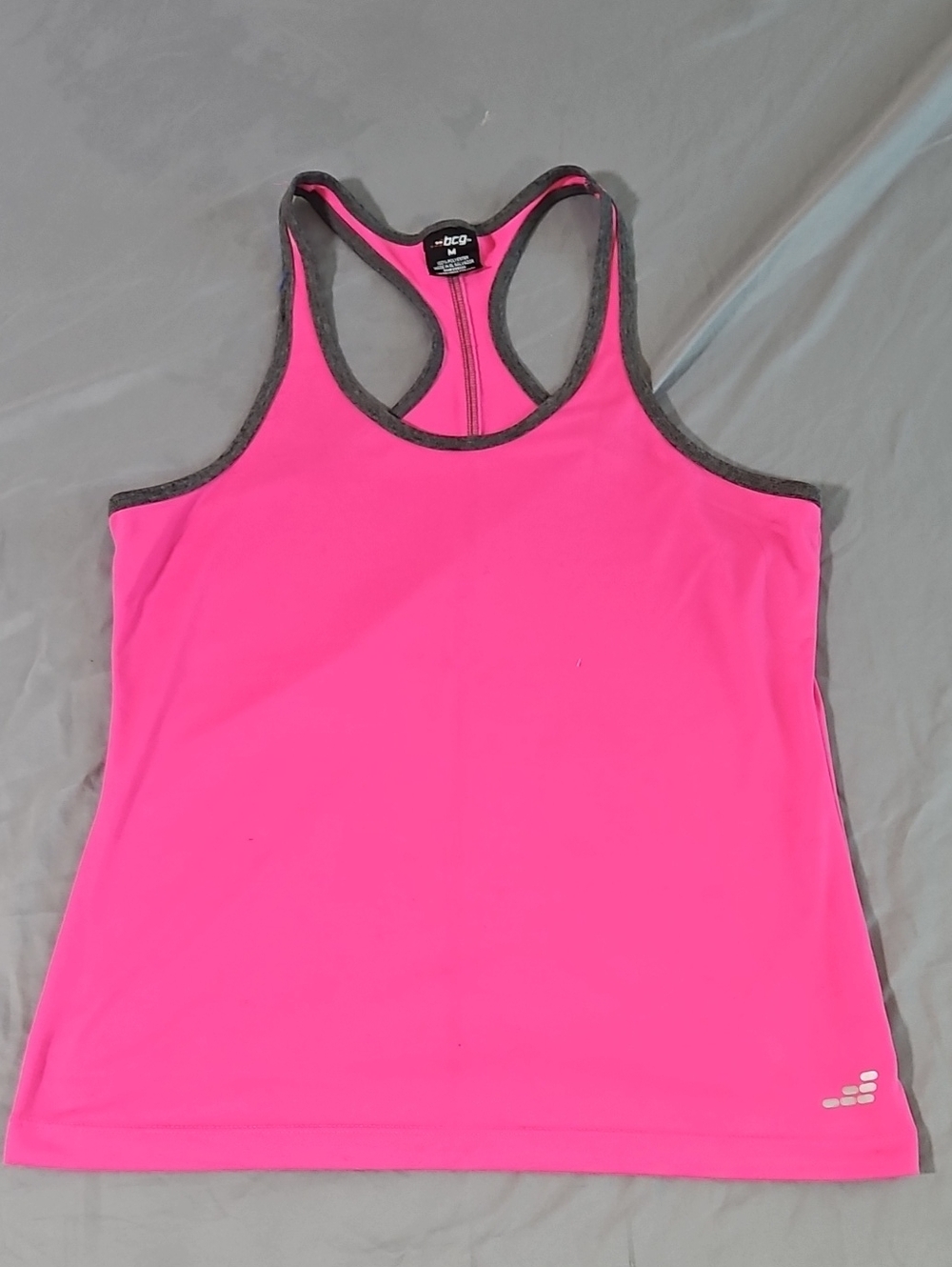 bcg Hot Pink Racerback Tank with Charcoal Trim